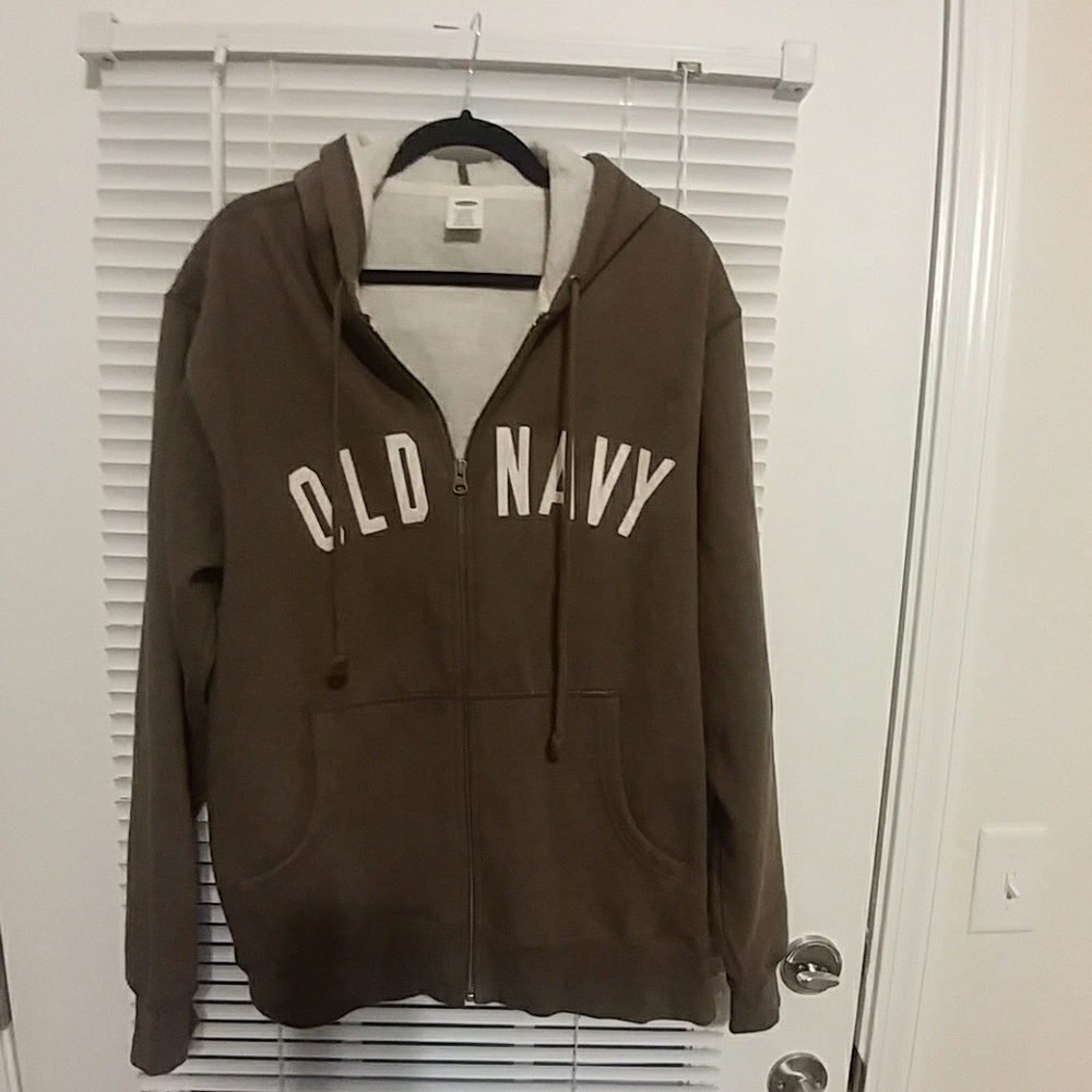 Old Navy Brown Hooded Fleece Jacket, Size Large